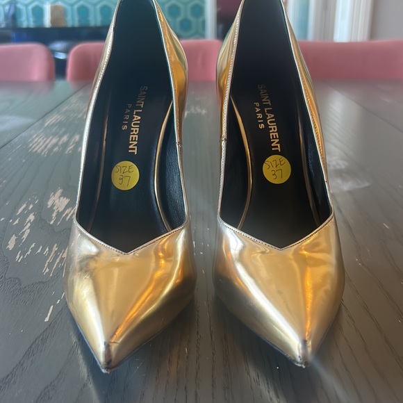 Saint Laurent metallic leather gold pump 37 stiletto - Picture 7 of 8